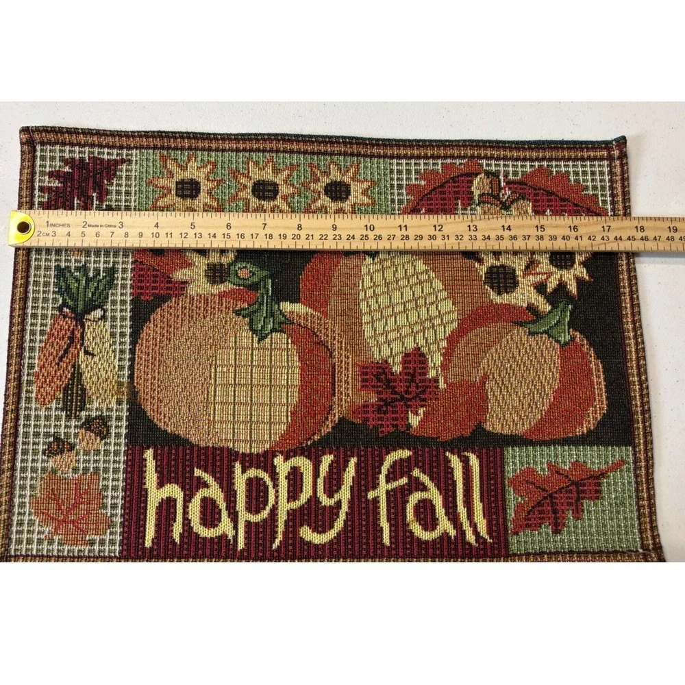 Cottagecore Fall Tapestry Placemats Set 4 Farmhouse Pumpkin Autumn Decor Rustic